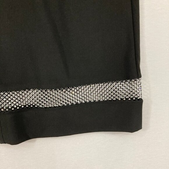 Vecceli Italy Large Black Embellished Wide Leg Stretch Pull-on Pants - Picture 5 of 11